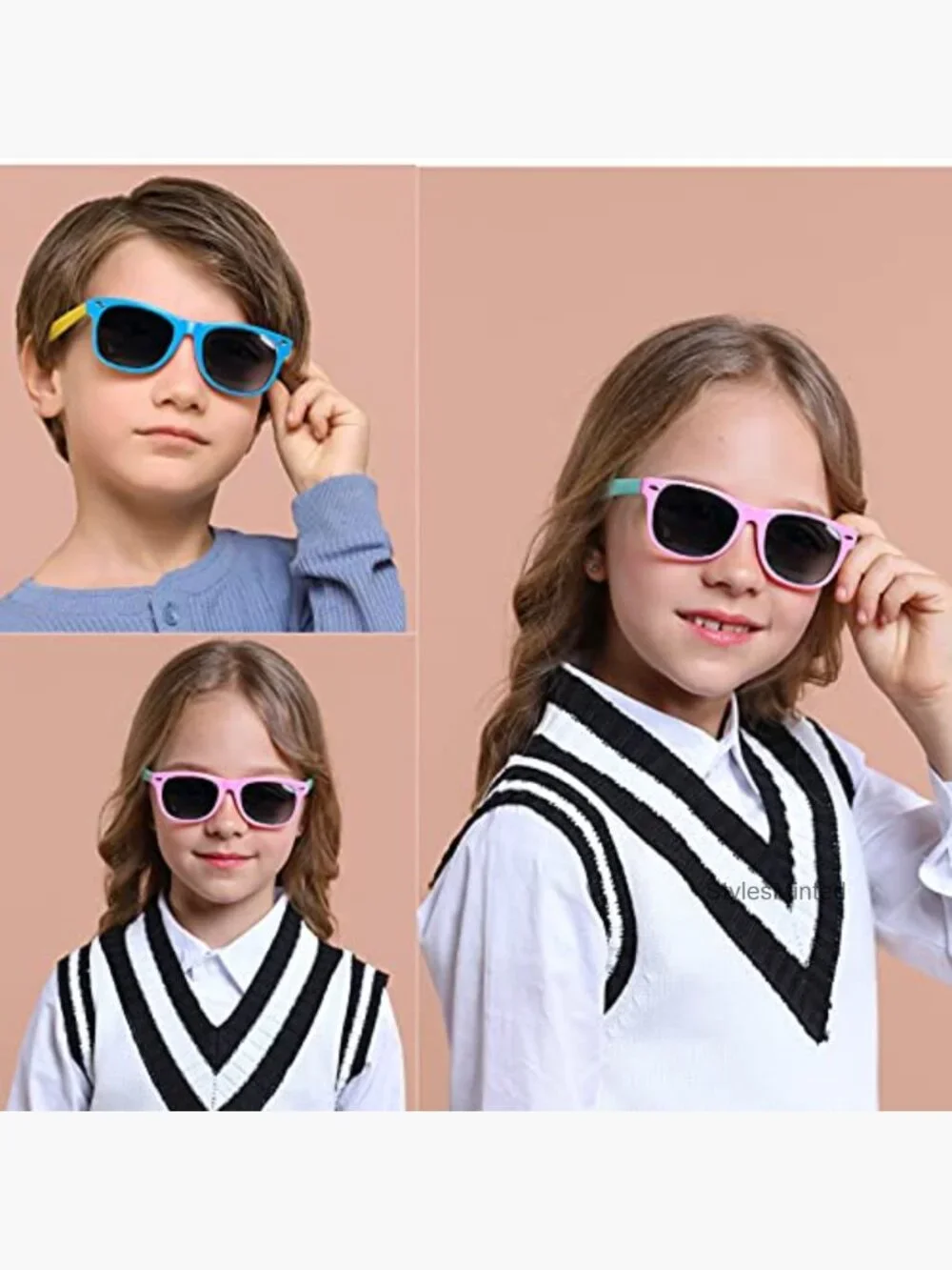 3 Pack Polarized Sunglasses for Kids Flexible Rubber Frame UV Protection Ages
